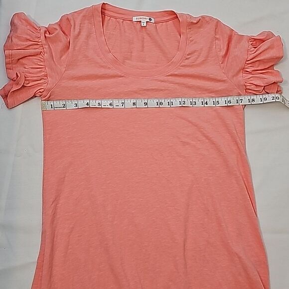 Sundry Dress Peach Orange T Shirt A Line Ruffle Short Sleeve size 0 - Picture 4 of 8